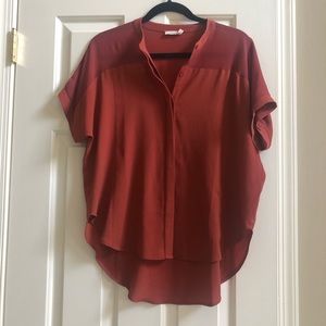 Lush Rust Burnt Orange Short Sleeve Blouse